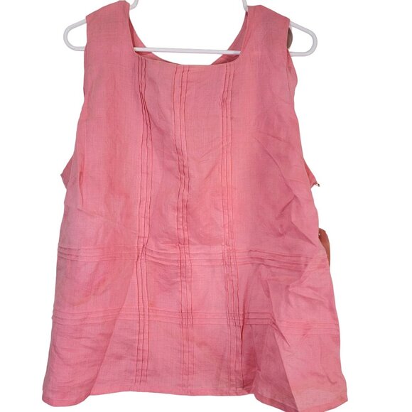 Vintage 90s Linen Shirt Set Women 2X Plus Colorful Blouse Tank Top Pink New Tags - Picture 10 of 15